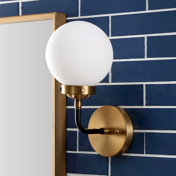 Caleb Brass Vanity Wall Sconce Frosted
